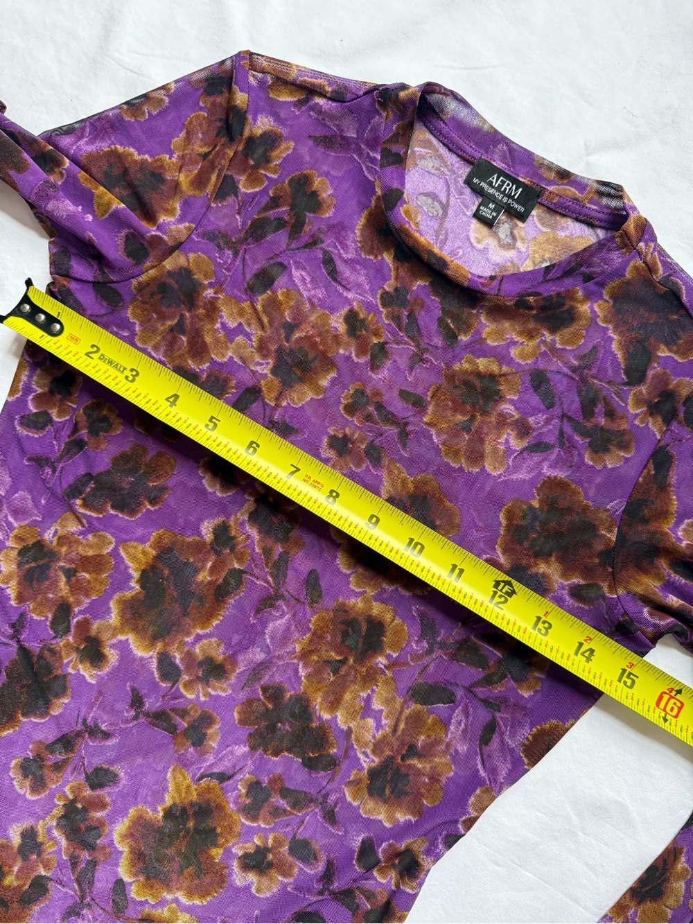 AFRM Purple Floral Sheer Long Sleeve Top - Picture 4 of 7